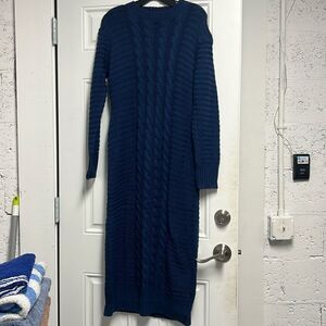 Long Sleeve Sweater Dress - BRAND NEW - Knitted Navy Blue Dress - Size Medium